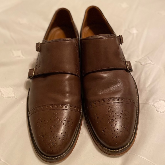 Johnston & Murphy Hughes Brown Double Monk Shoes - Picture 2 of 3